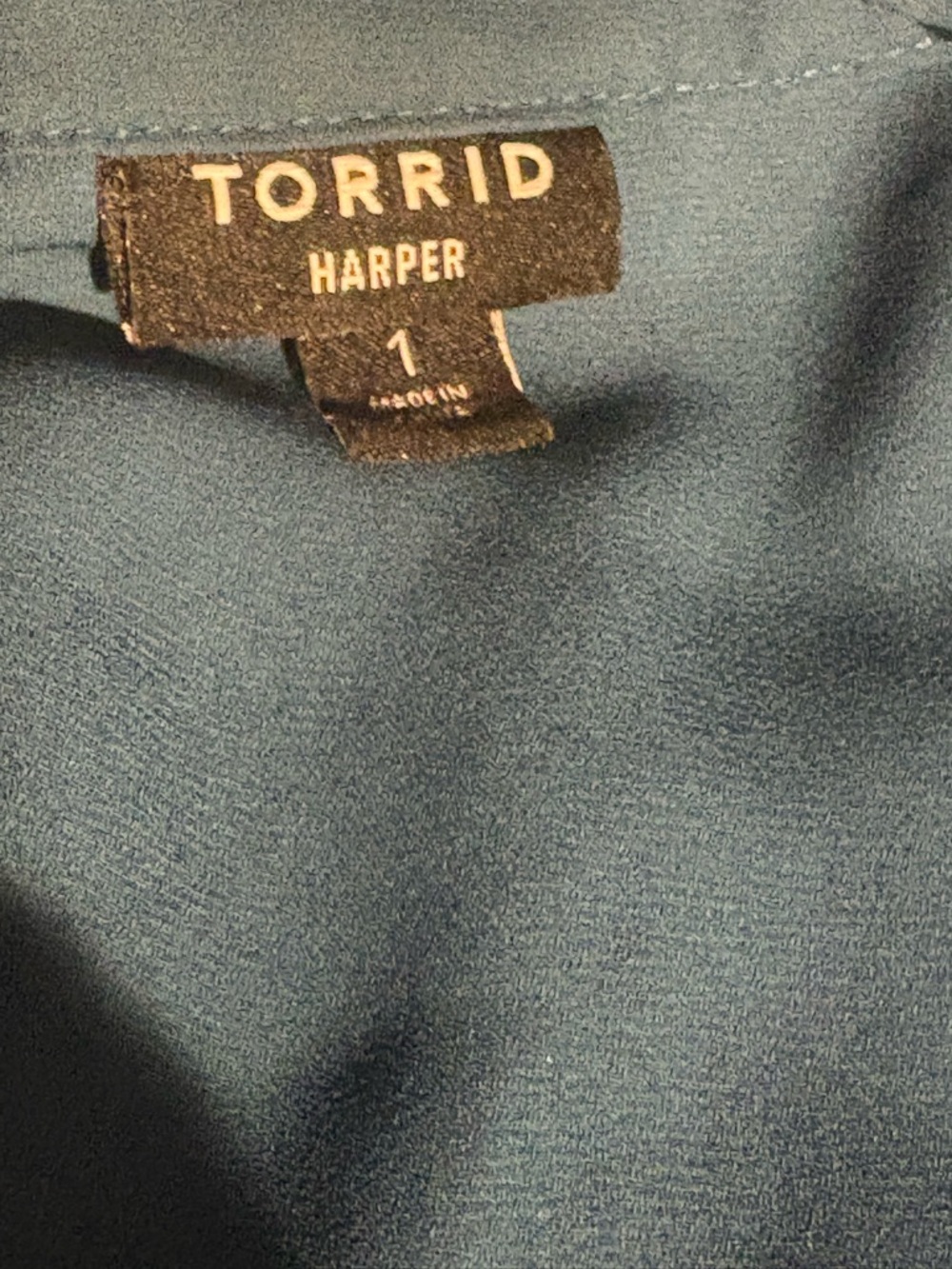 torrid Teal V-Neck Roll-Tab Sleeve Blouse - Picture 5 of 5